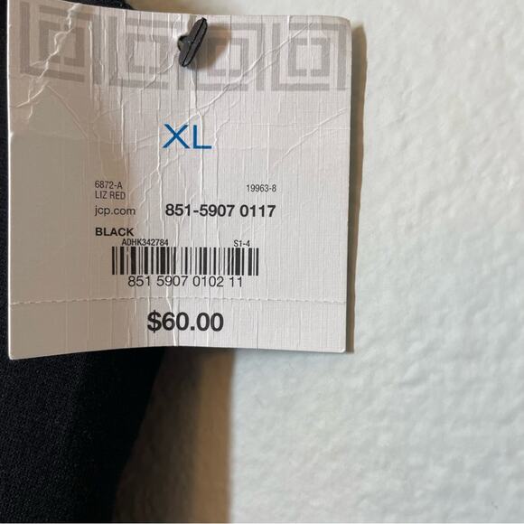 Liz Claiborne Black Dress Sheath Herringbone Color Block NWT XL - Picture 4 of 4